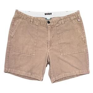BOAST USA Tan Khaki Corduroy 100% Cotton 7” Inseam Flat Front Shorts Men Size 36